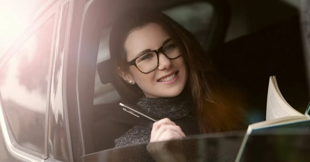 Blue Shuttle JFK: Your Ultimate Guide to Stress-Free Airport Transfers with JetBlack 2 October 11, 2026 Smiling young woman reading a book in a car, enjoying leisure time during a sunny day.