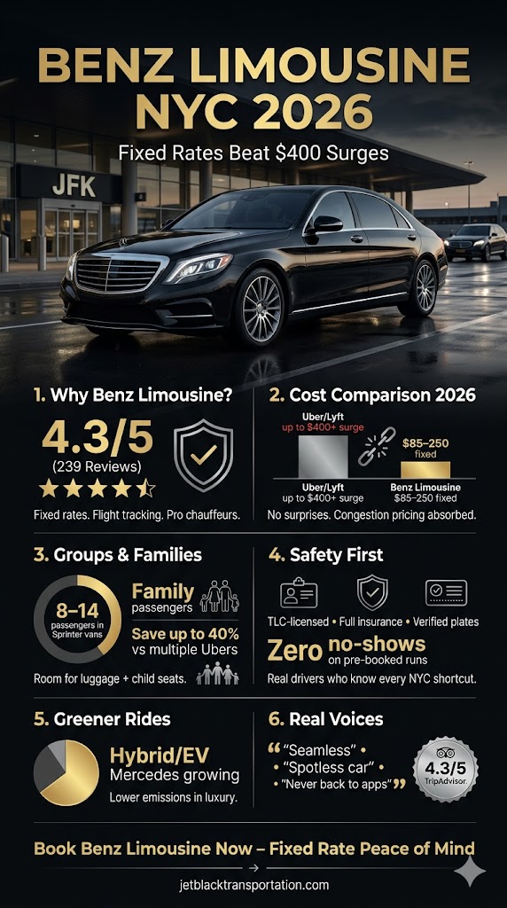Infographic benz limousine