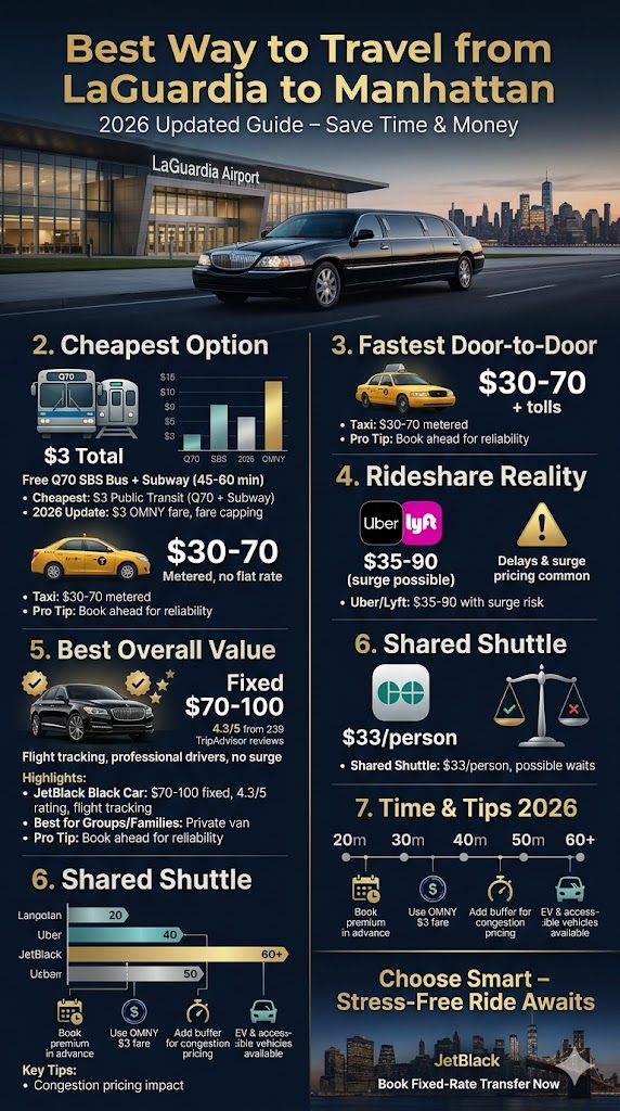 New York City Limo Services in 2026: The Best Way to Travel from LaGuardia to Manhattan 3 October 12, 2026 Infographic best way to travel from laguardia to manhattan