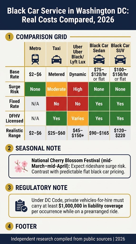 Black Car Service in Washington DC: 5 Honest Costs for 2026 3 September 25, 2026 Infographic black car service in washington dc