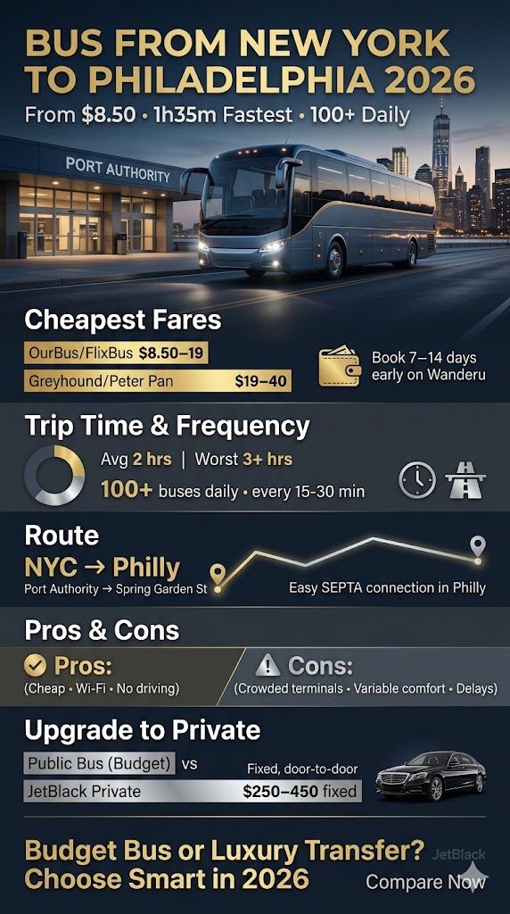 Infographic bus from new york to philadelphia