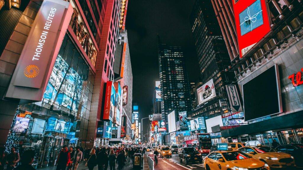 JFK airport to Manhattan taxi vehicle cruising this Thursday evening