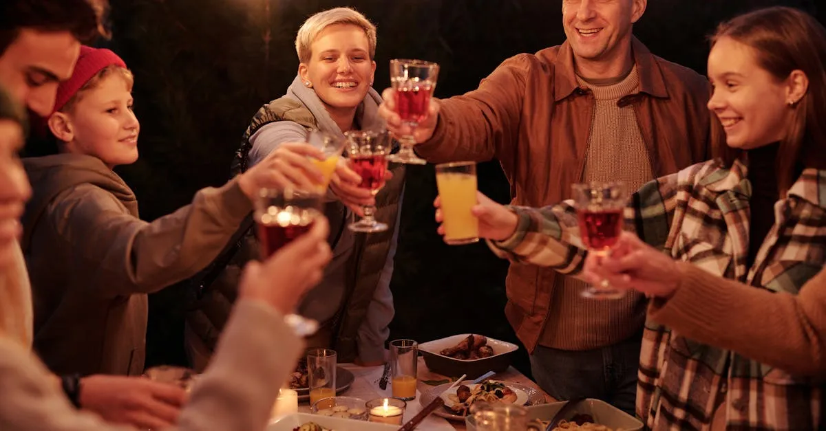 Luxury Limousine Rental for Weddings NYC: Your 2025 Guide to a Grand Entrance 3 October 27, 2026 Laughing friends with kids spending time in backyard at night enjoying dinner with garlands and clinking glasses