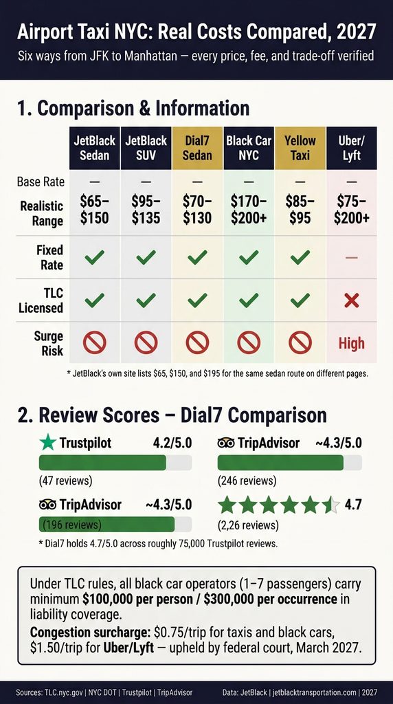 Airport Taxi NYC: 7 Honest Facts for Families in 2027 3 September 20, 2026 Infographic: NYC airport taxi price and feature comparison