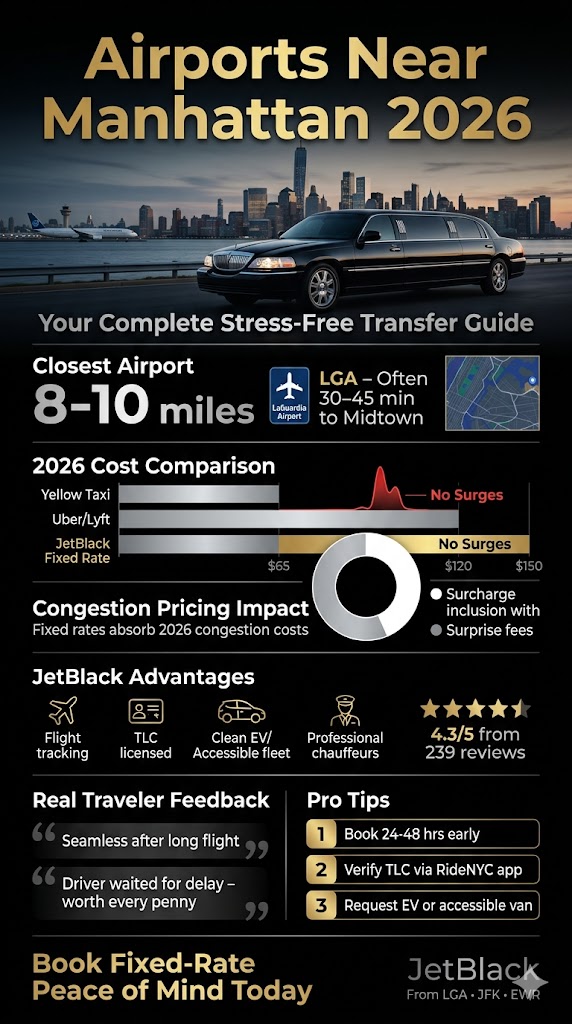 Infographic airport near manhattan
