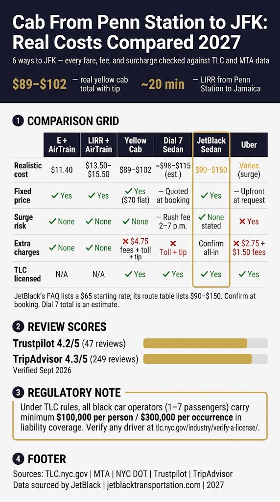 Infographic cab from penn station to jfk