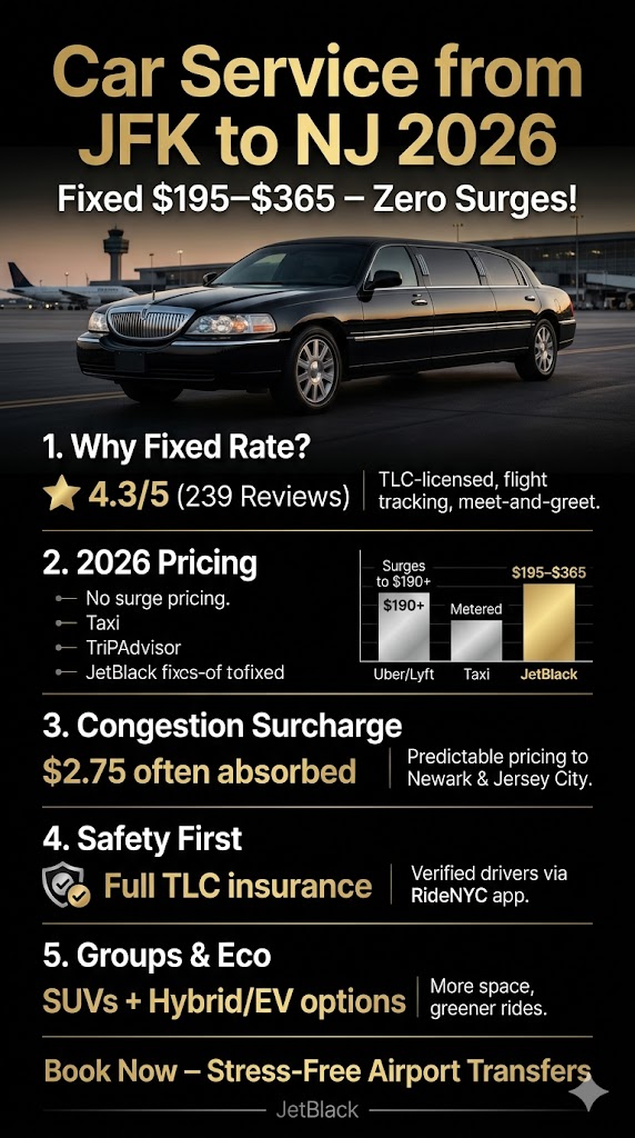 Car Service from JFK to NJ in 2026: The Ultimate Stress-Free Escape You Desperately Need After a Brutal Flight 3 October 8, 2026 Infographic car service from jfk to nj