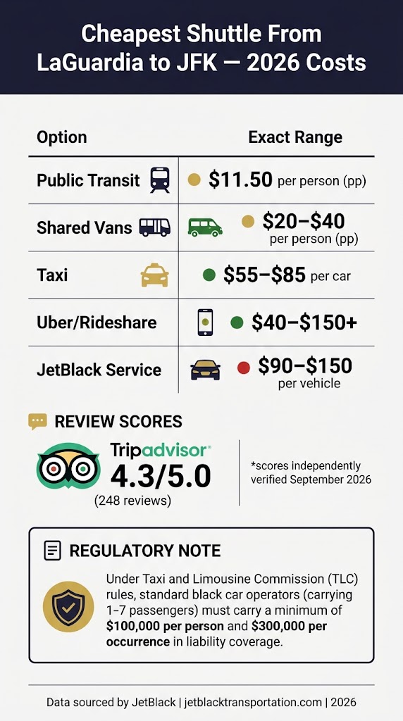 Cheapest Shuttle From LaGuardia to JFK: 5 Honest 2026 Tests 3 September 18, 2026 Cheapest Shuttle From LaGuardia to JFK: 5 Honest 2026 Tests Ethan Navarro September 18, 2026