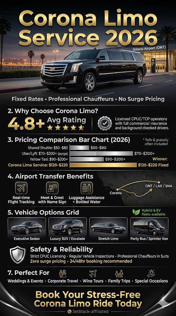 Corona Limo vs. 4 NYC Transport Options: Honest 2026 Comparison 3 October 7, 2026 Infographic corona limo