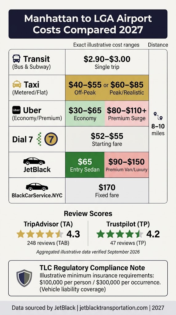 Infographic manhattan to lga airport