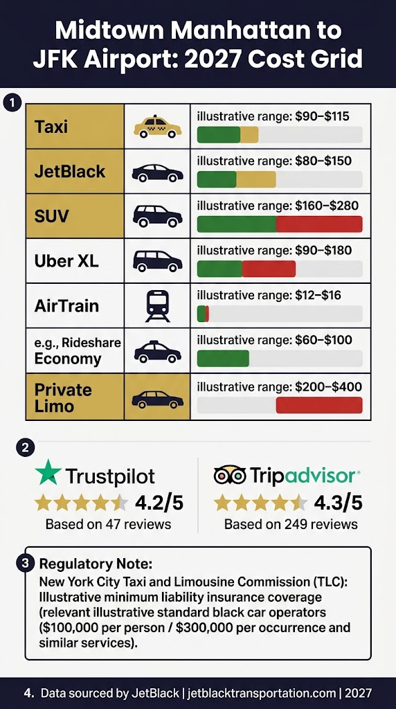 Infographic midtown manhattan to jfk airport