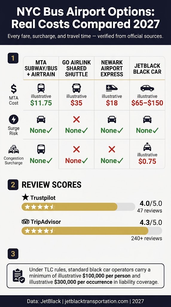 Infographic nyc bus airport
