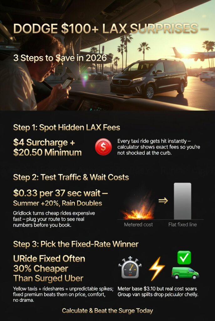 Taxi Fare Calculator Los Angeles: Dodging the 2026 Traffic Traps and Wallet Drains 3 September 19, 2026 Infographic taxi fare calculator los angeles
