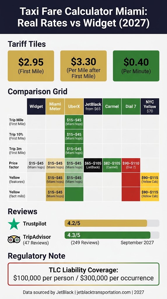 Infographic taxi fare calculator miami