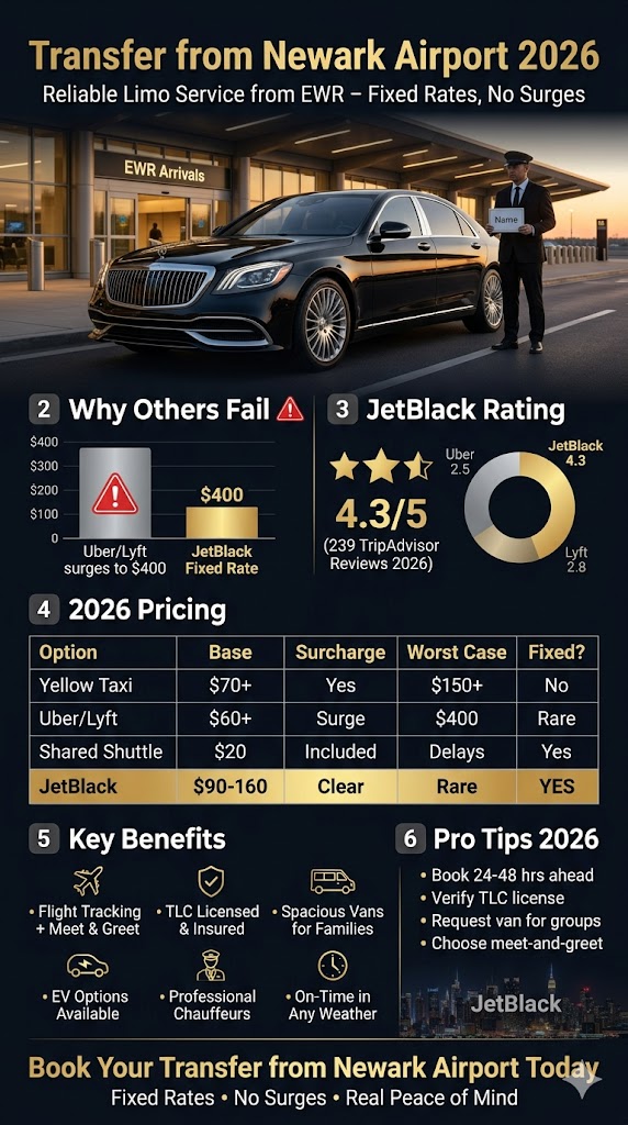 Transfer from Newark Airport: 5 Honest Options Compared for 2026 4 September 20, 2026 Infographic transfer from newark airport