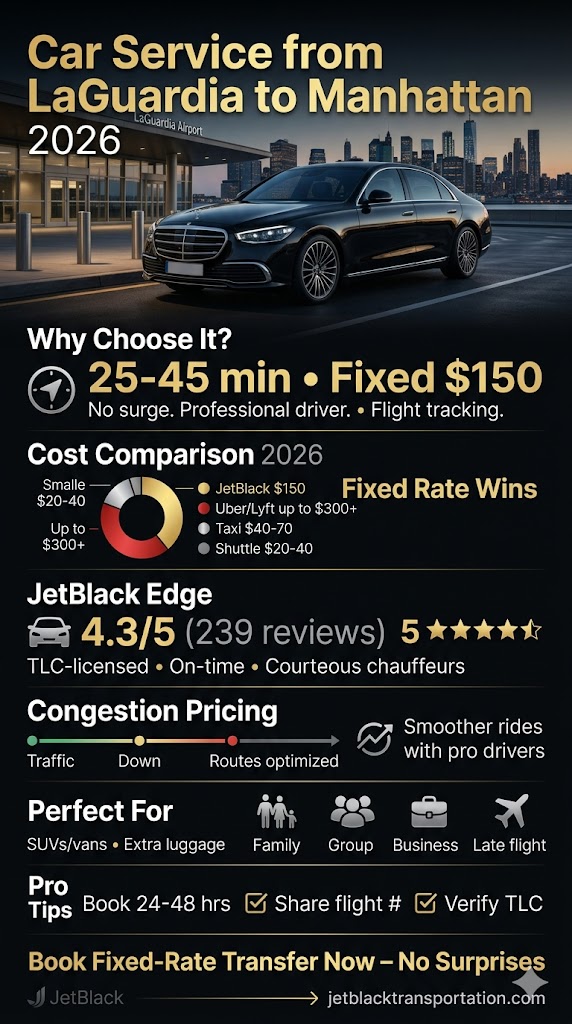Car Service from LaGuardia to Manhattan: 5 Honest Facts for 2026 3 October 3, 2026 Infographic car service from laguardia to manhattan