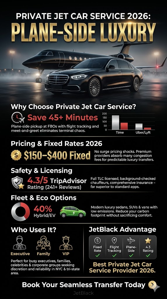 Infographic private jet car service