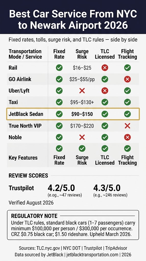 Infographic best car service from nyc to newark airport