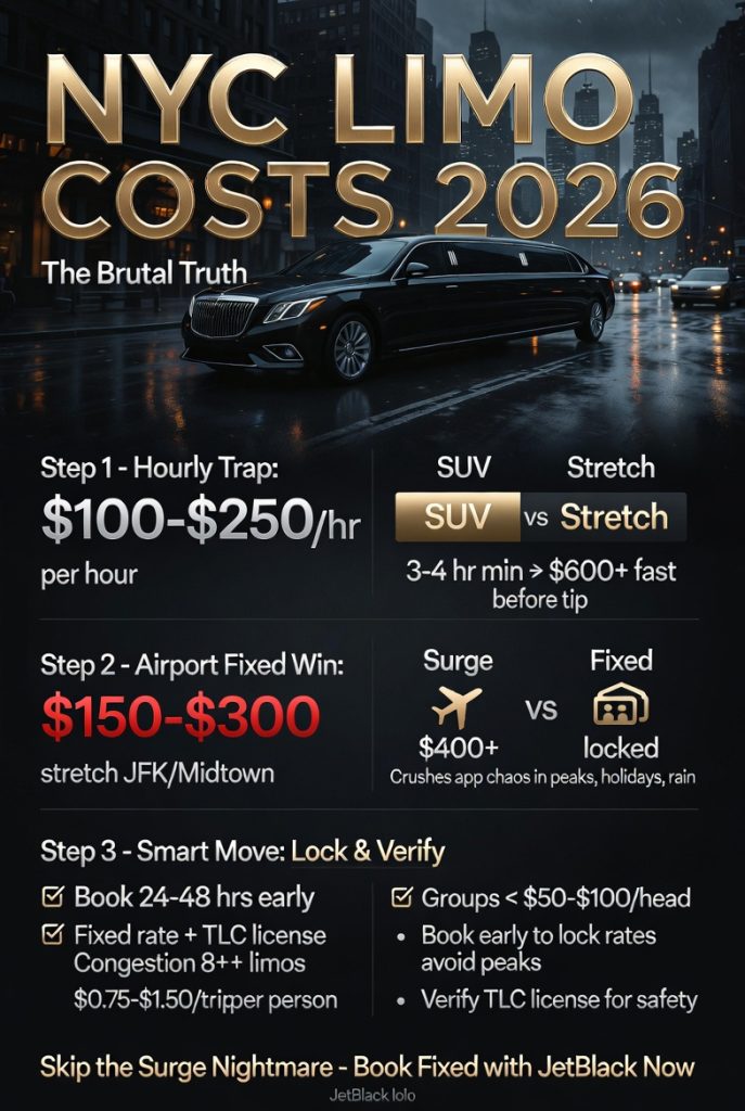 How Much Is A Limousine Rental In Nyc In 2026? (The Brutal Truth + Real Numbers) 3 August 29, 2026 Infographic How Much Is A Limousine Rental In Nyc