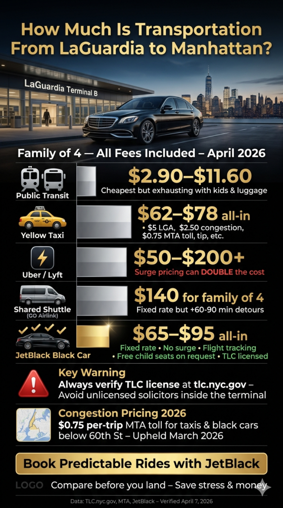 how much is transportation from laguardia to manhattan cost comparison 2026 all options