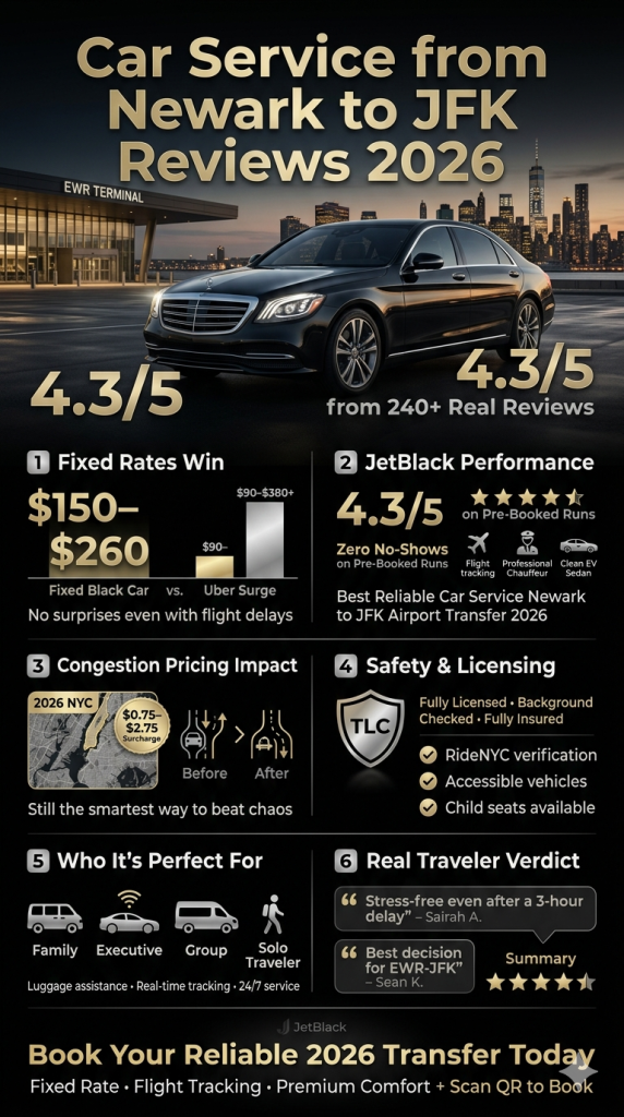 car service from newark to jfk reviews 2026 Infographic showing 2026 NYC congestion pricing impacts on limo services