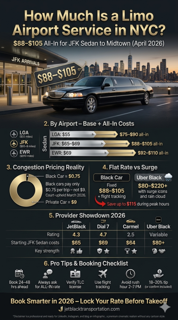 How Much Is a Limo Airport Service in NYC — 2026 Full Cost Comparison how much is a limo airport service in nyc 2026 cost comparison infographic JFK LGA EWR