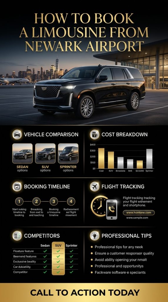 Newark airport limo service comparison infographic black car SUV shuttle taxi 2026