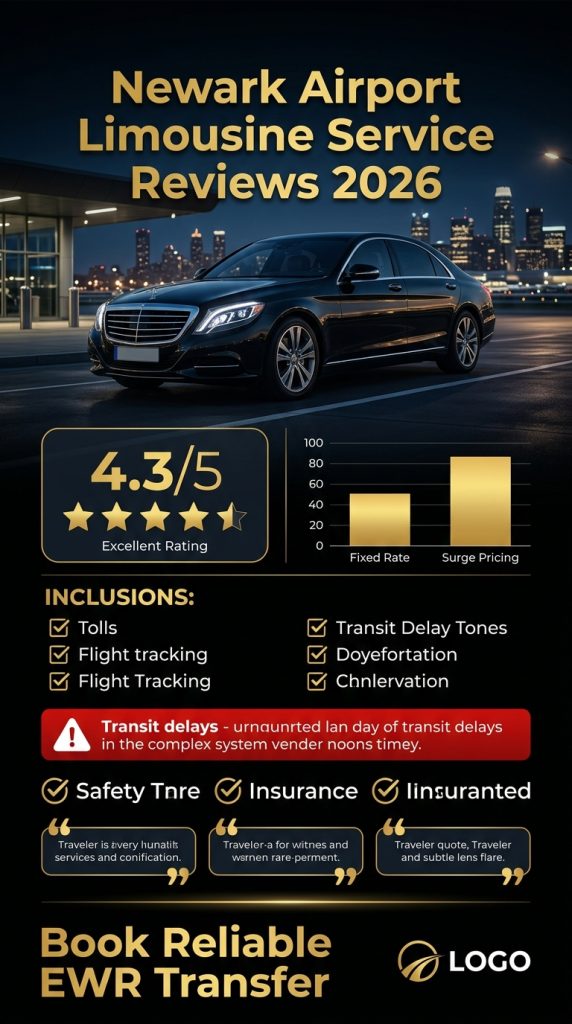 EWR Ground Transport Comparison 2026 newark airport limousine service comparison infographic black car rideshare shuttle transit EWR 2026