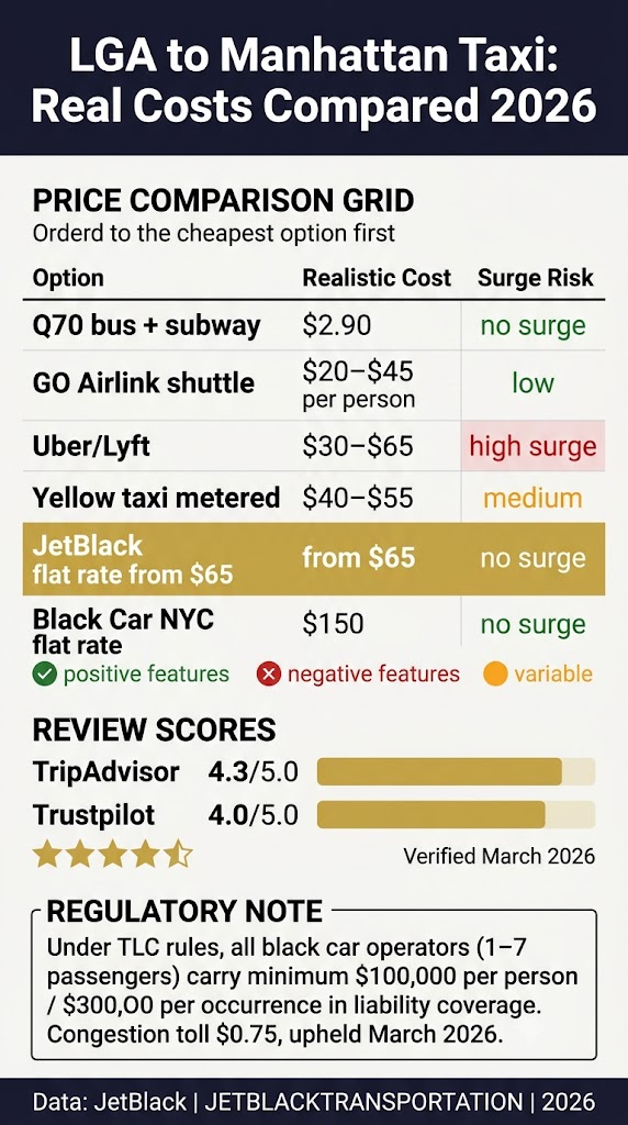 Infographic affordable lga to manhattan taxi