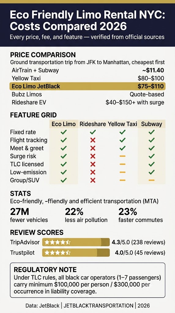 Eco Friendly Limo Rental NYC: The Honest 2026 Guide 3 September 24, 2026 Infographic eco friendly limo rental nyc