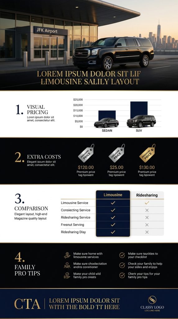 how much is a queens limo service infographic black car vs Uber vs yellow taxi NYC 2026
