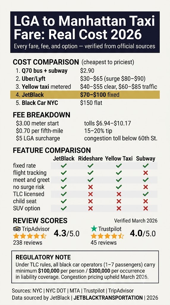 Infographic how much is lga to manhattan taxi fare
