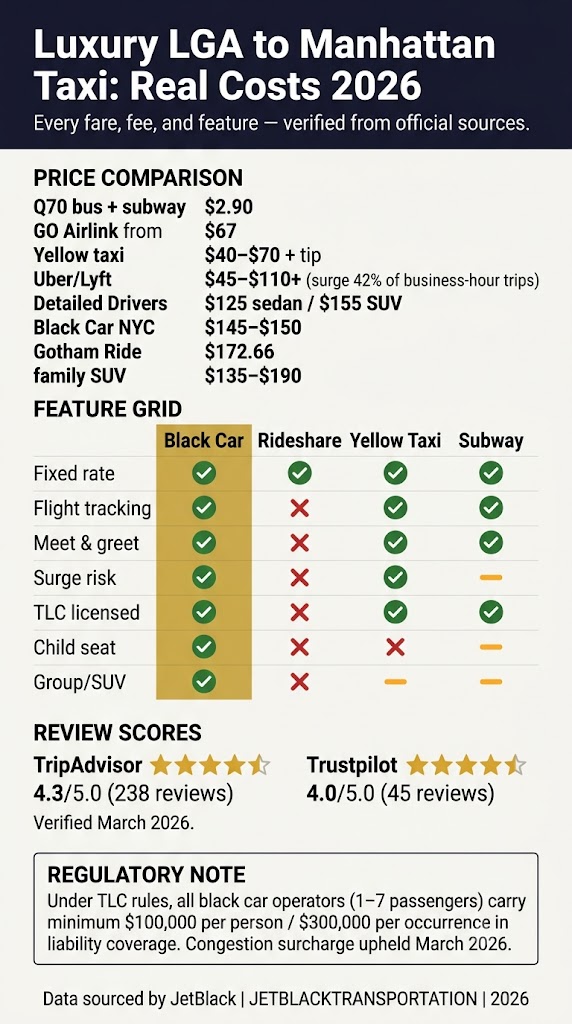 Infographic luxury lga to manhattan taxi