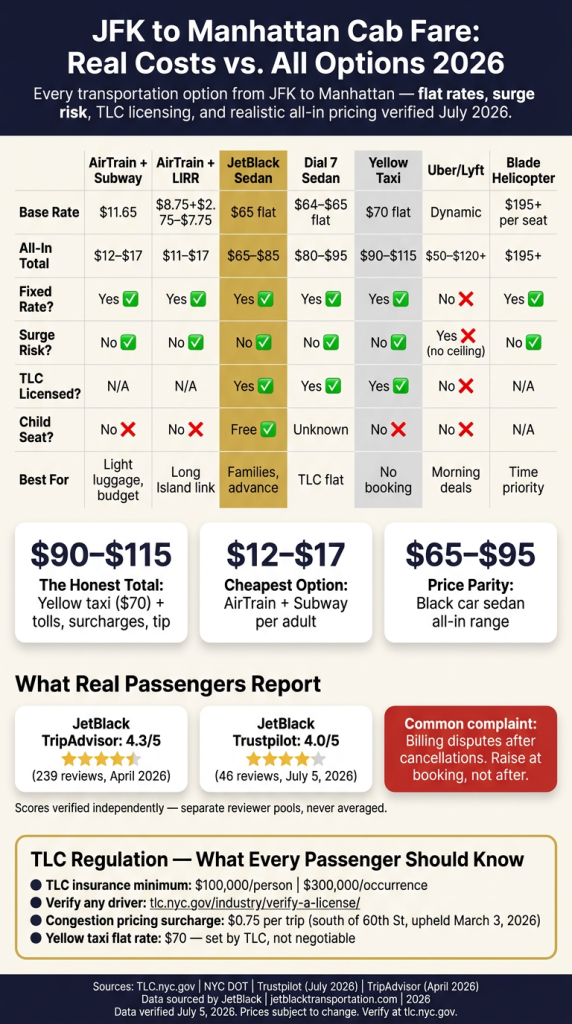 Infographic how much is cab fare from jfk to manhattan