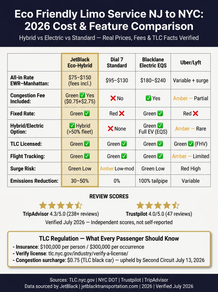 NJ to NYC ground transport comparison infographic eco friendly limo service nj to nyc