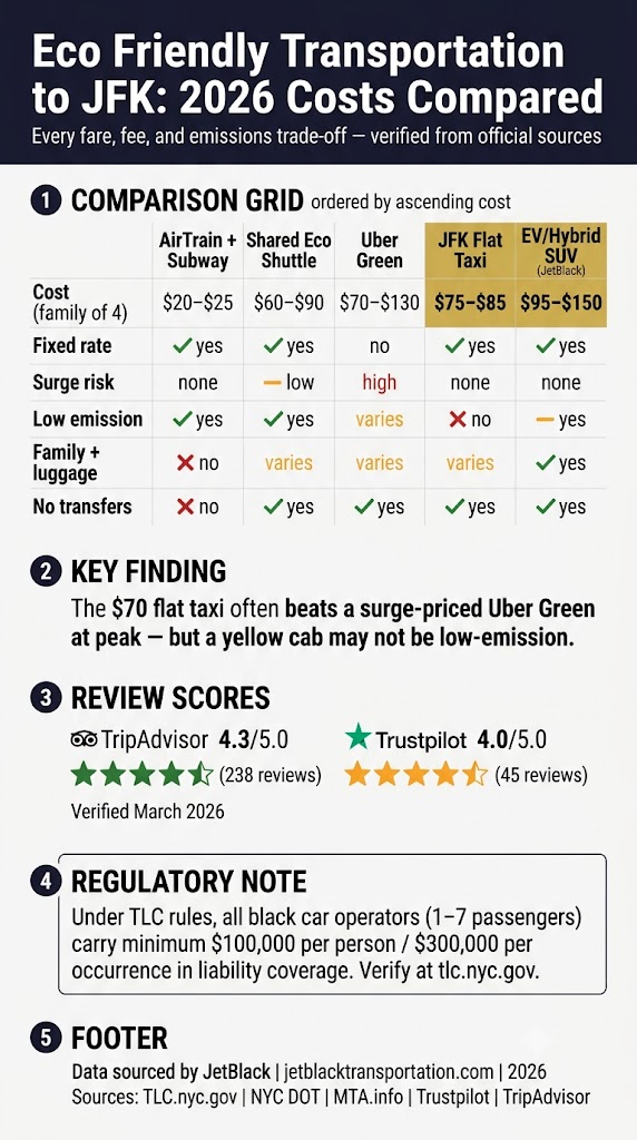 Eco Friendly Transportation to JFK: The Honest 2026 Family Comparison 3 September 18, 2026 Infographic eco friendly transportation to jfk