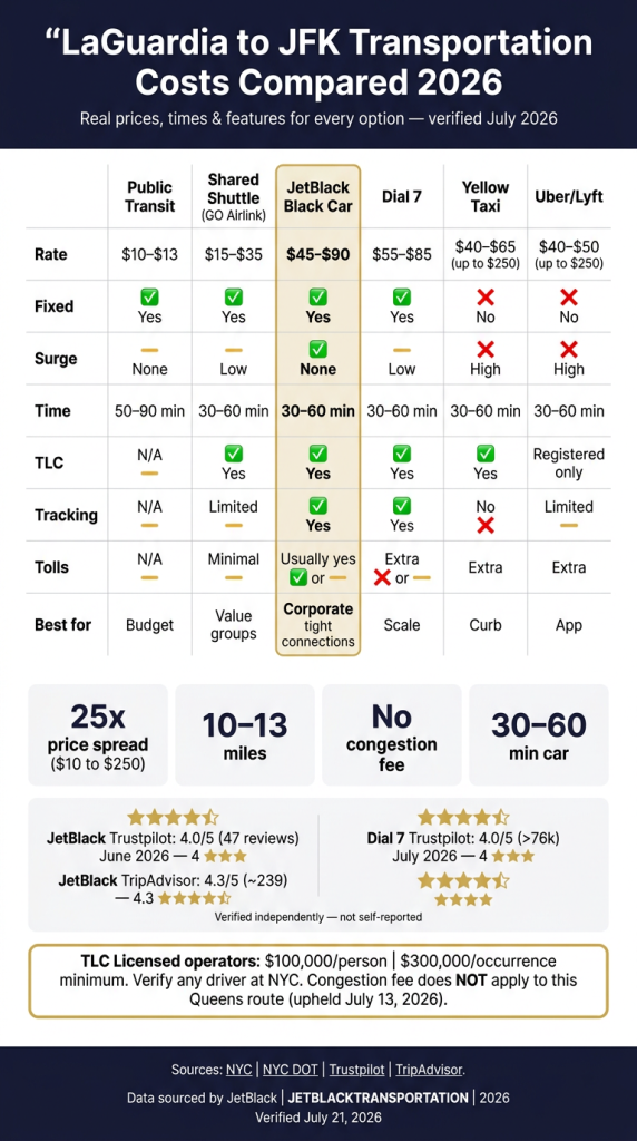LaGuardia to JFK booking checklist how much is transportation from laguardia to jfk