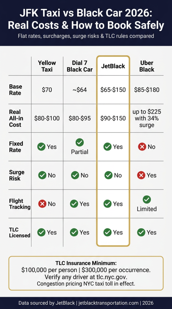 NYC For-Hire Vehicle Landscape infographic how to book a taxi ride from jfk to manhattan
