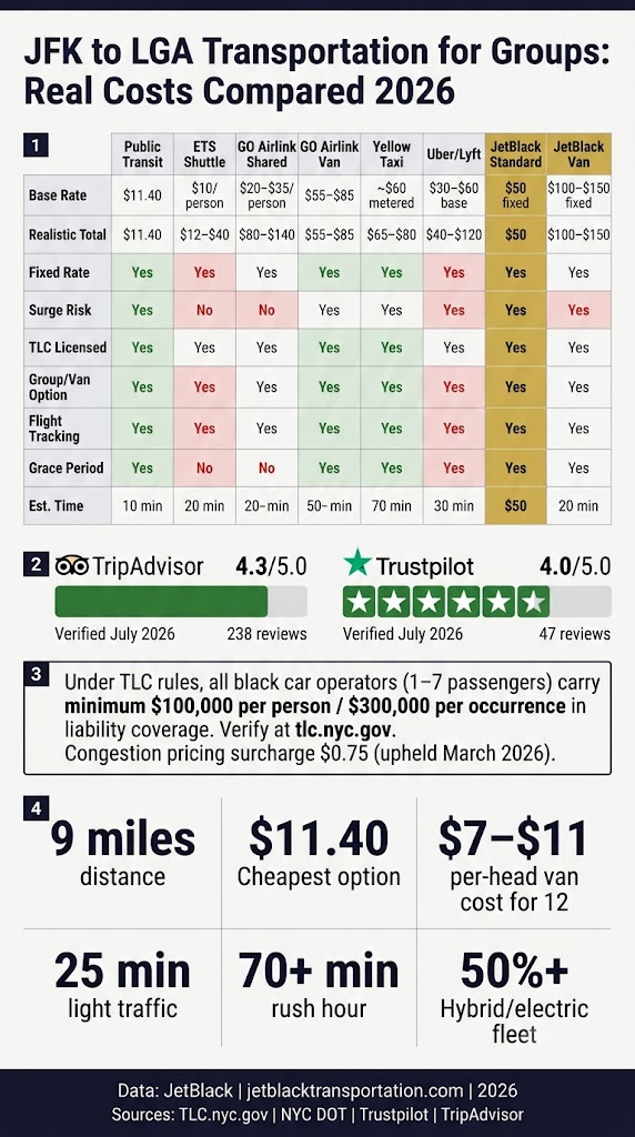 JFK to LGA Transportation for Groups: 7 Honest Facts for 2026 3 September 23, 2026 Infographic jfk to lga transportation for groups