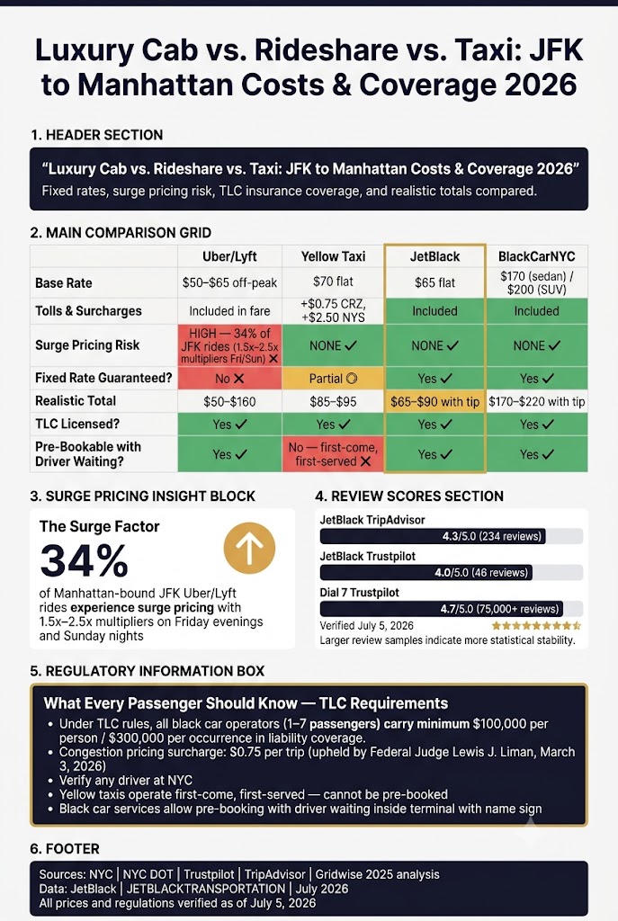 Infographic luxury cab from jfk to manhattan