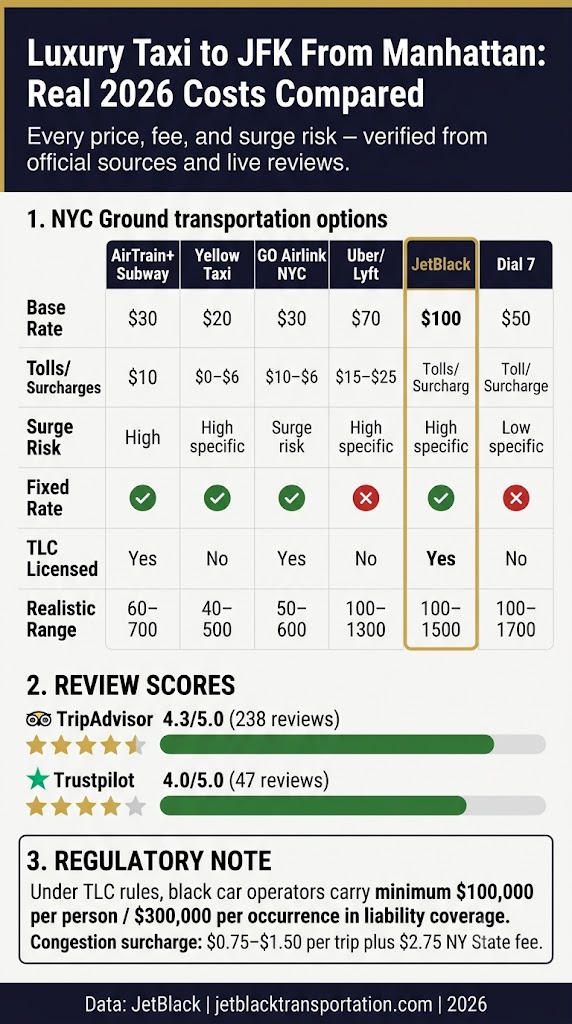 Luxury Taxi to JFK From Manhattan: 7 Honest Family Facts (2026) 3 September 21, 2026 Infographic luxury taxi to jfk from manhattan