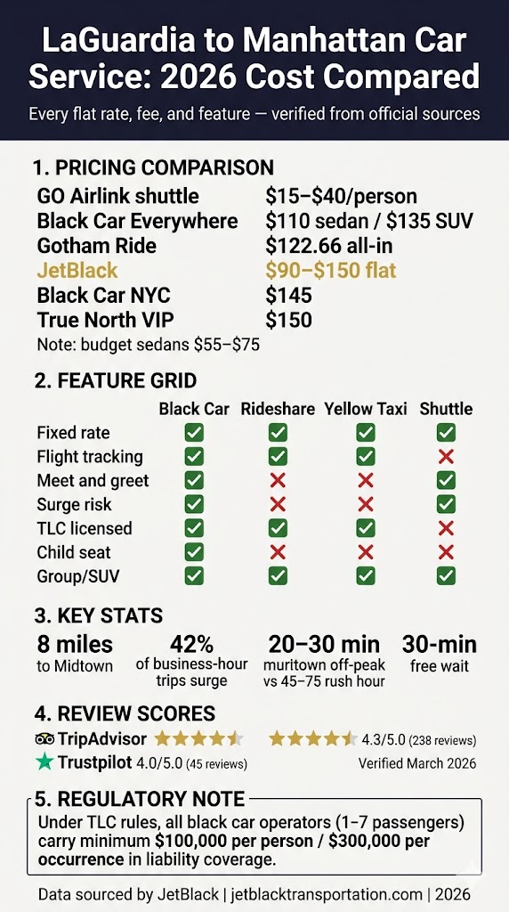 Reliable LaGuardia Car Service to Manhattan: Honest 2026 Guide 3 September 22, 2026 Infographic reliable laguardia car service to manhattan