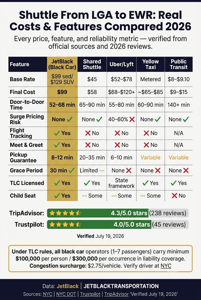 Infographic shuttle from lga to ewr reviews 2026