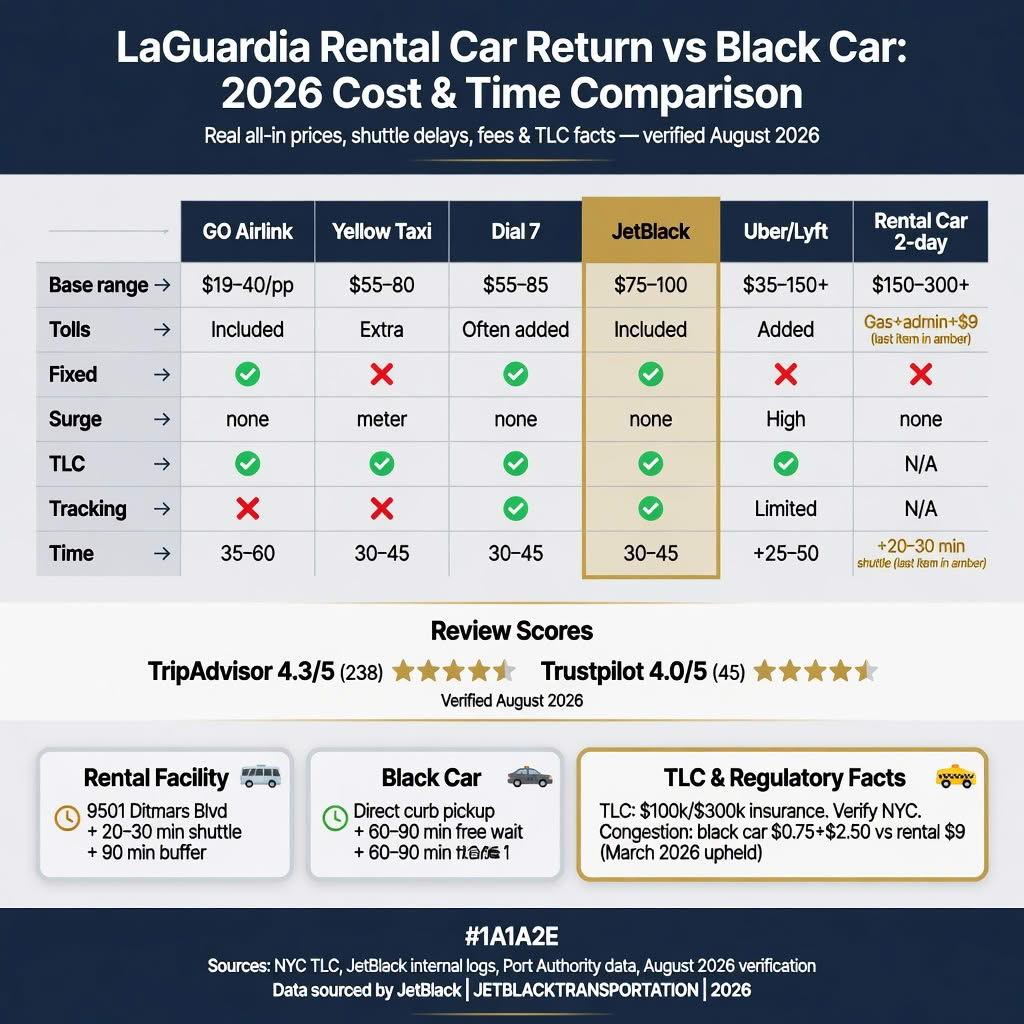 NYC For-Hire Vehicle Landscape comparing black cars, taxis, rideshares, and rental cars