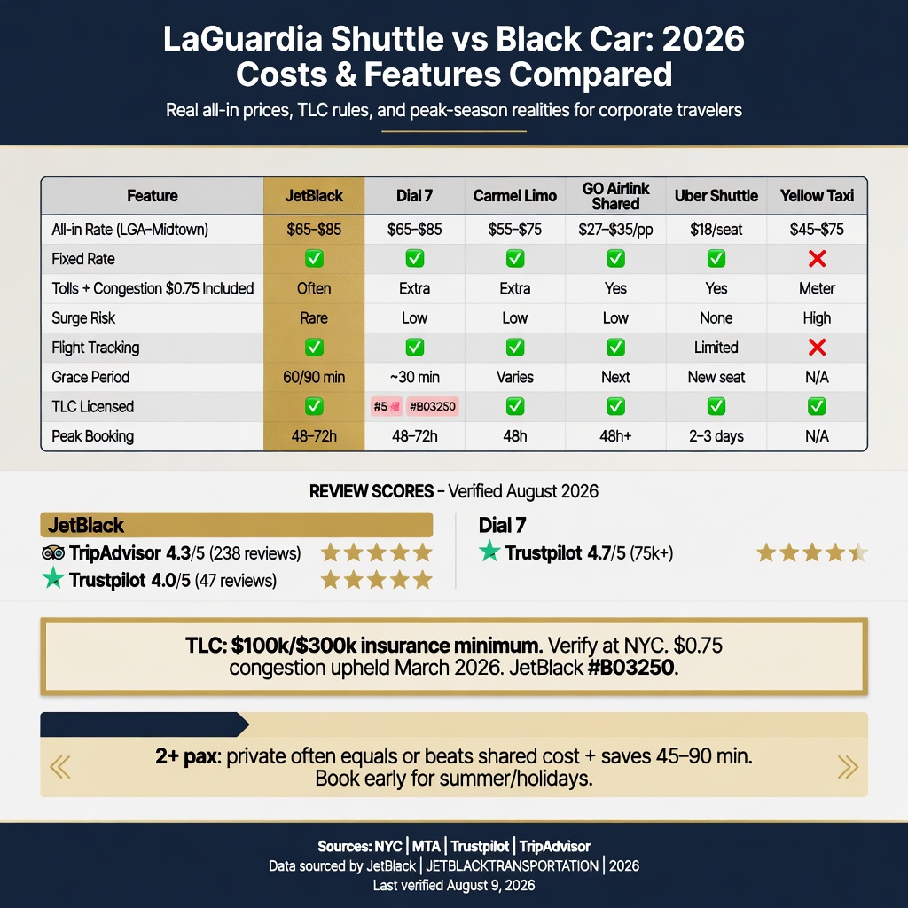 NYC For-Hire Vehicle Landscape comparing black cars, yellow taxis, rideshares, and limos