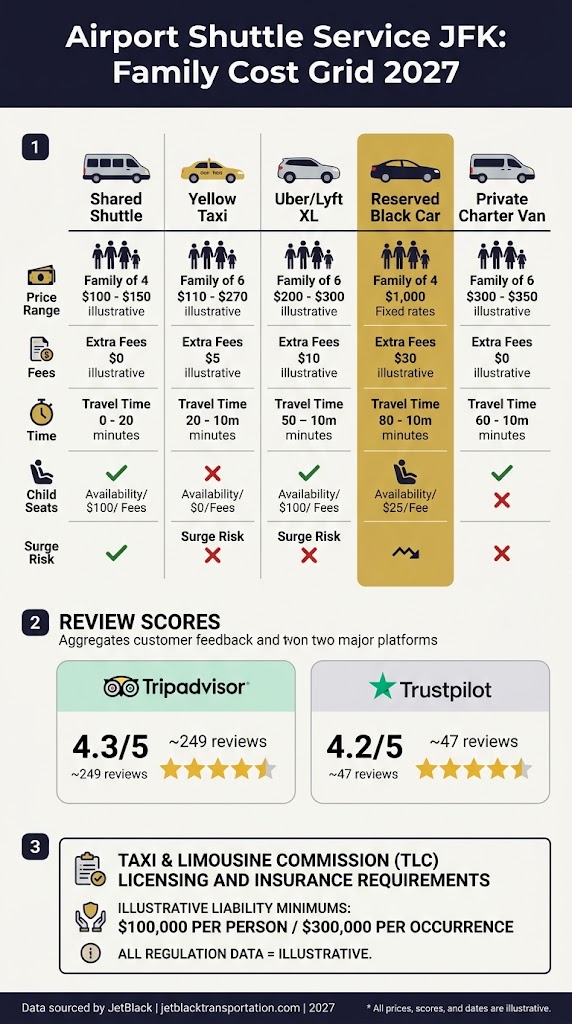 Airport Shuttle Service JFK: 7 Honest Family Comparisons 3 September 26, 2026 Infographic airport shuttle service jfk