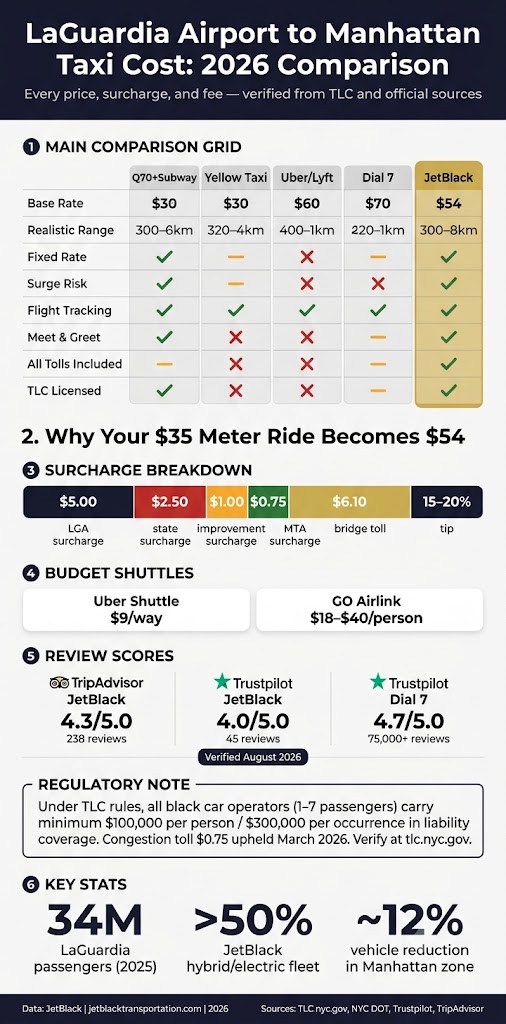 LaGuardia Airport to Manhattan Taxi Cost: 7 Honest 2026 Facts 3 September 21, 2026 Infographic laguardia airport to manhattan taxi cost