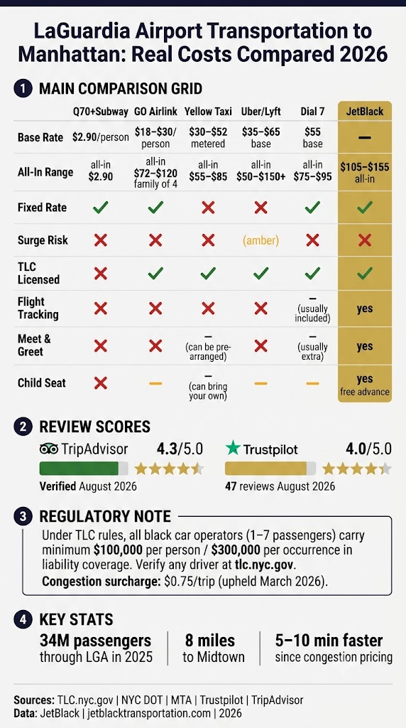 LaGuardia Airport Transportation to Manhattan: 7 Honest Costs for 2026 3 September 20, 2026 Infographic laguardia airport transportation to manhattan