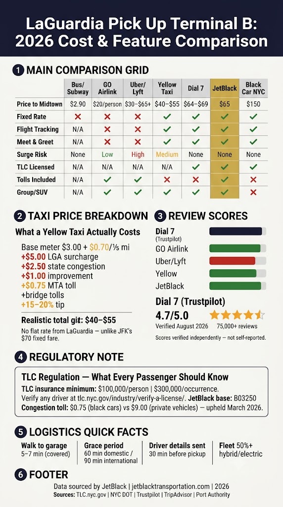 Infographic laguardia pick up terminal b
