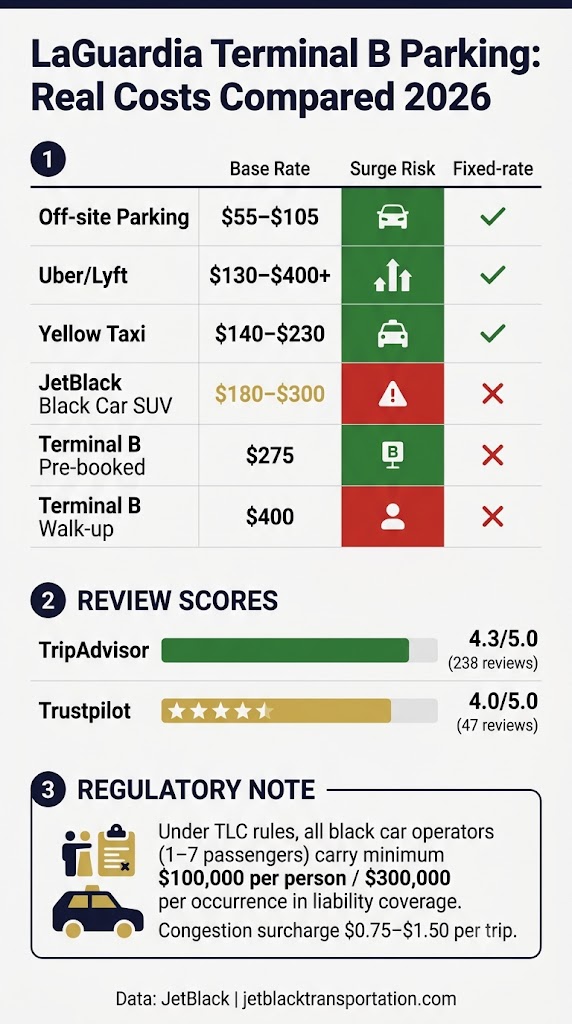 Infographic laguardia terminal b parking